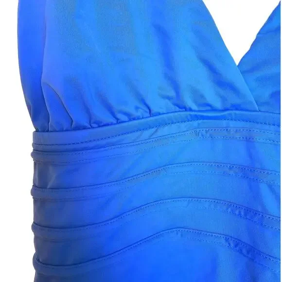 La Blanca Island Goddess Multi-Strap Cross-Back One-Piece Swimsuit in Sapphire - Picture 5 of 6